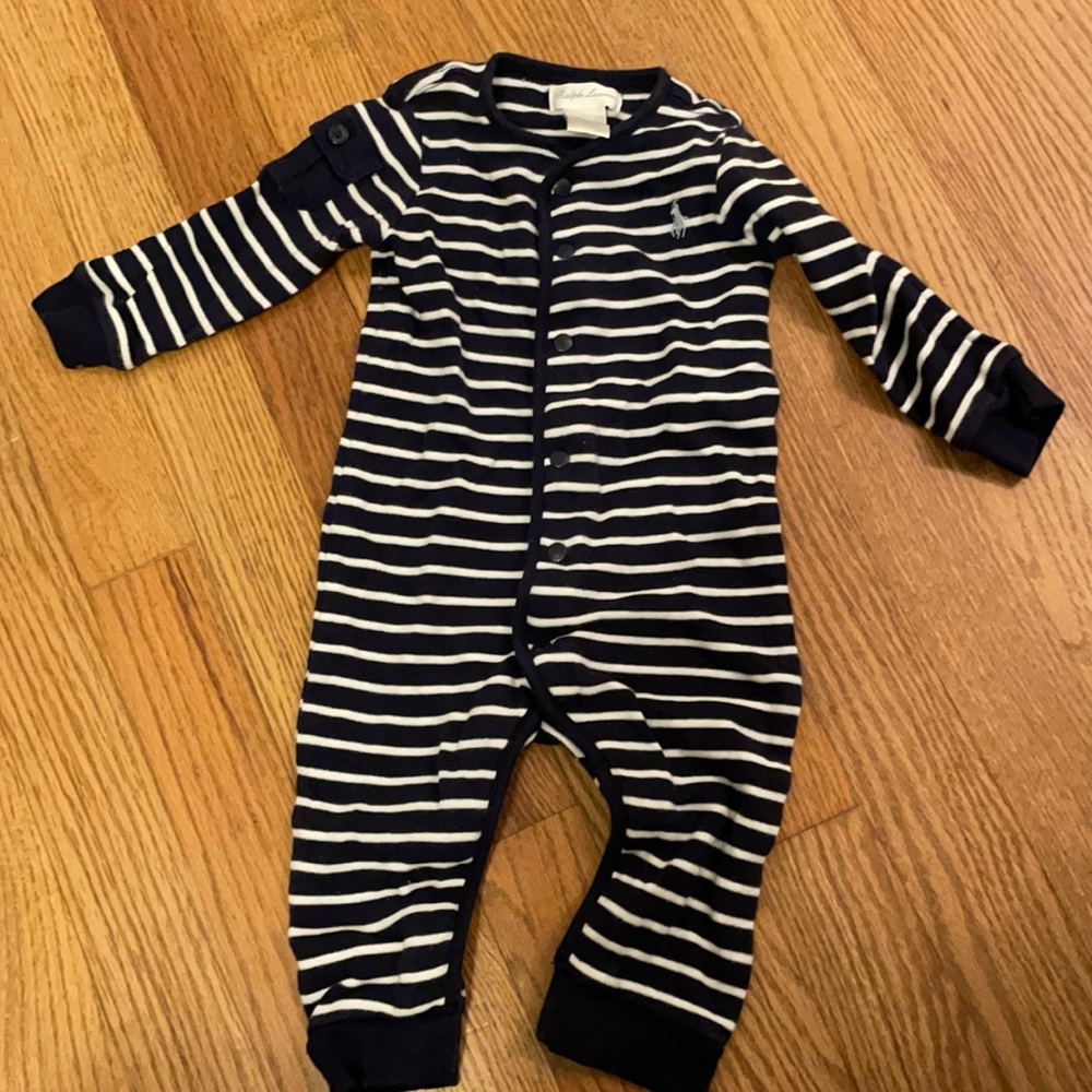 Ralph Lauren Baby Navy and White onesie 6M EUC